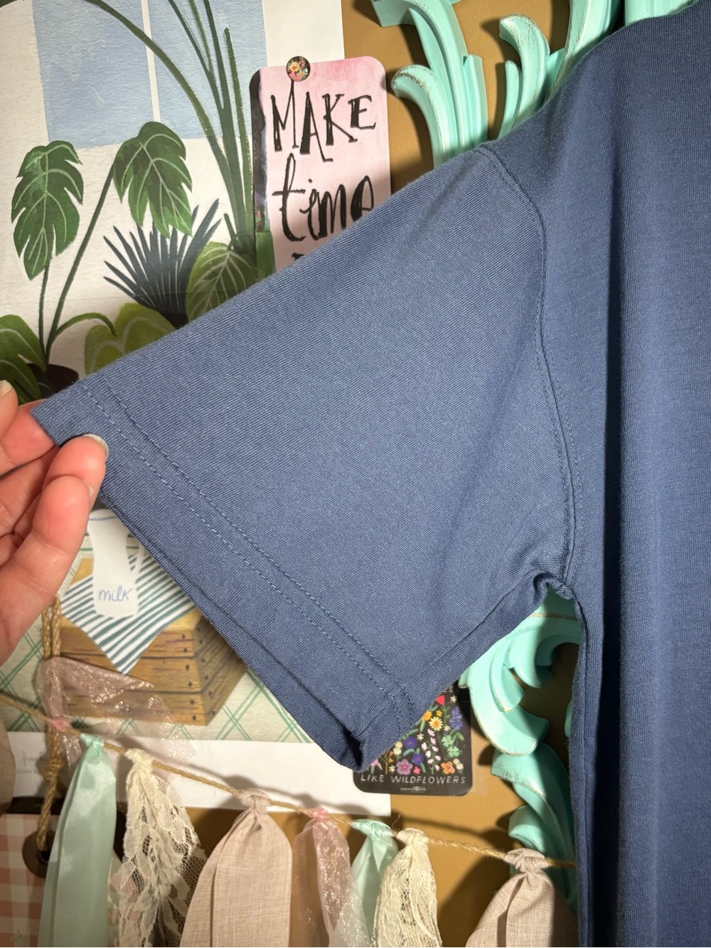 Vintage Westport Ltd. Blue Mock Neck Short Sleeve T-Shirt Top Womens Sz. Medium - Picture 2 of 7